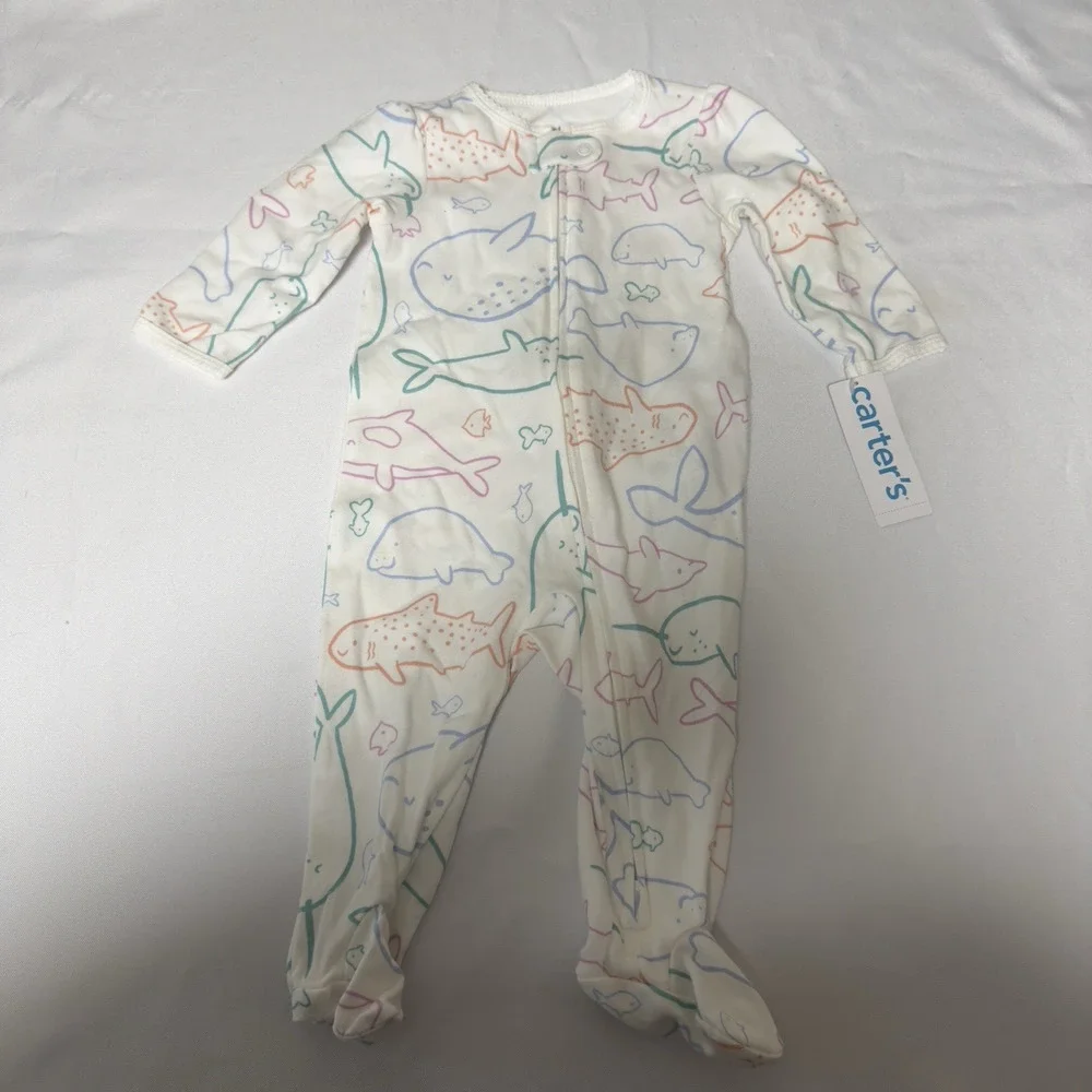 Carter's Baby Girls Whale Sleep & Play 6 Months Zip Up Footed Pajamas Sleeper